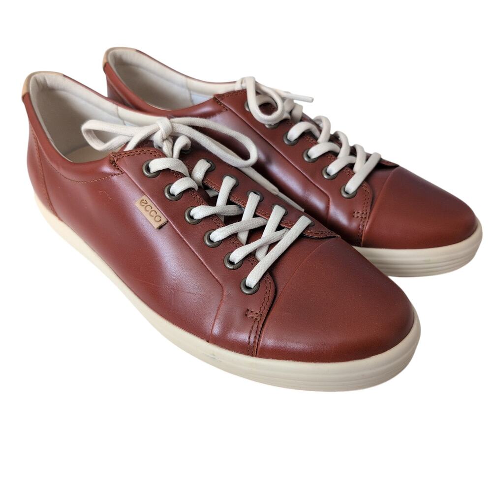 ECCO Soft Sneaker Women's Shoes US 10-10.5‎ Leather Lace Up Casual Cognac NWOT